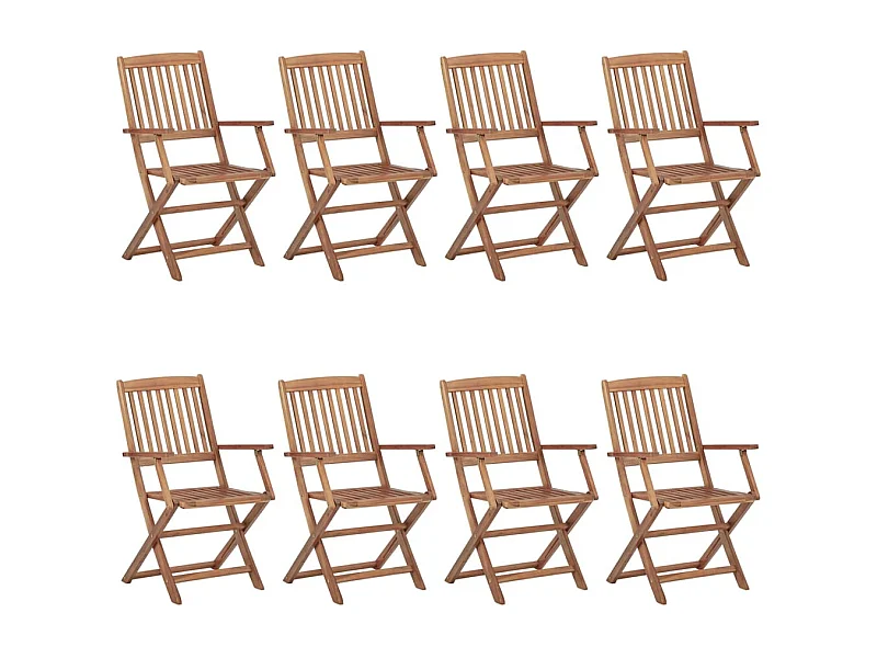 Chaises pliables d'extérieur lot de 8 Bois d'acacia solide
