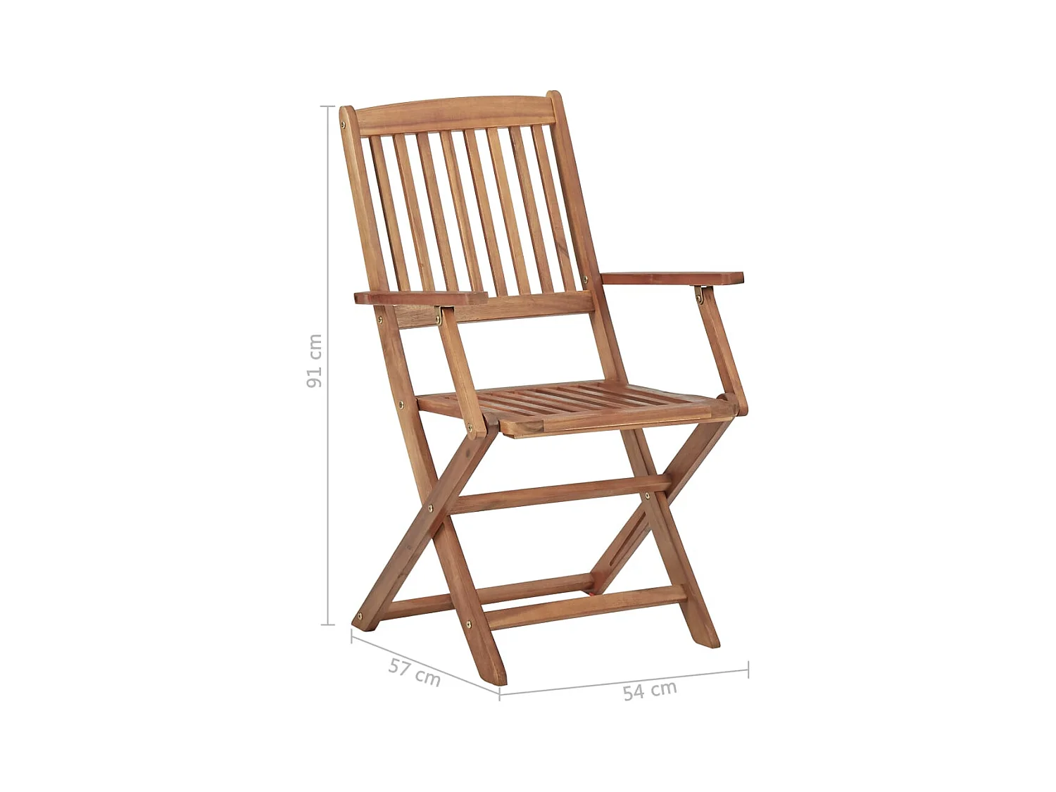 Set di 8 sedie pieghevoli da esterno in legno massello di acacia