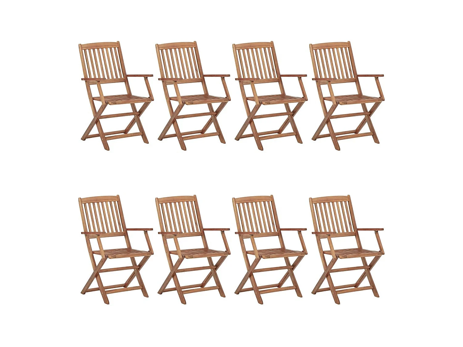 Chaises pliables d'extérieur lot de 8 Bois d'acacia solide