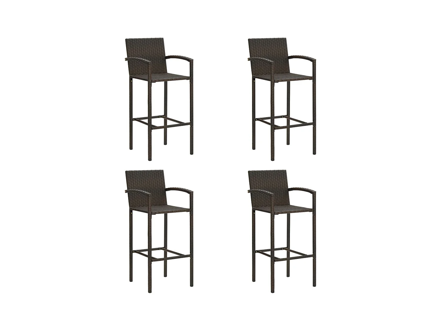 Set van 4 bruine barkrukken van harsriet
