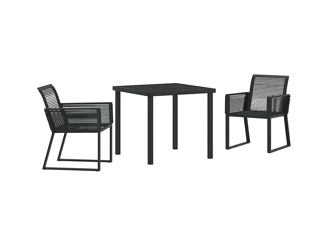Ensemble de Salle à Manger de Jardin 3 Pièces Noir Poly Rattan