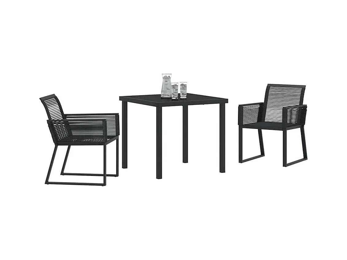 Ensemble de Salle à Manger de Jardin 3 Pièces Noir Poly Rattan
