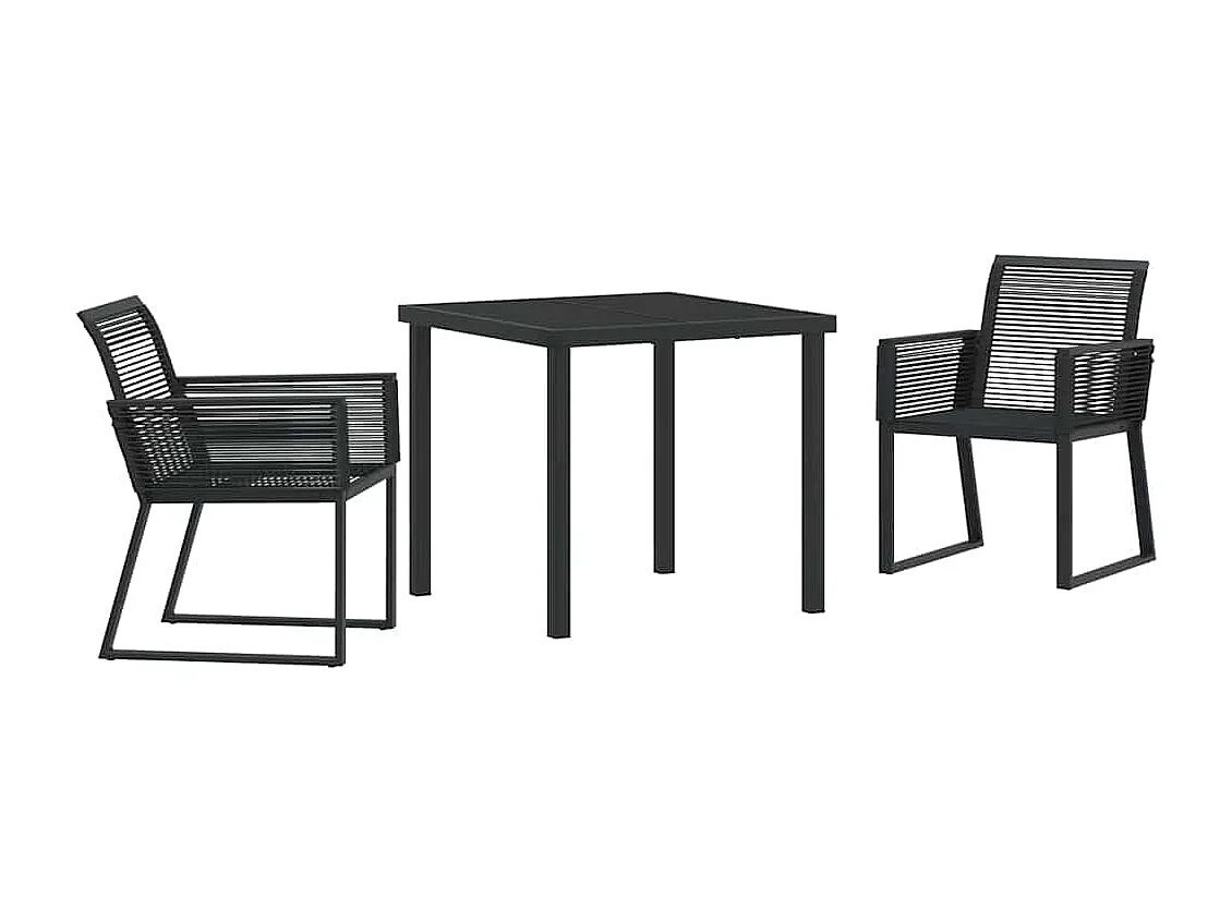 Ensemble de Salle à Manger de Jardin 3 Pièces Noir Poly Rattan