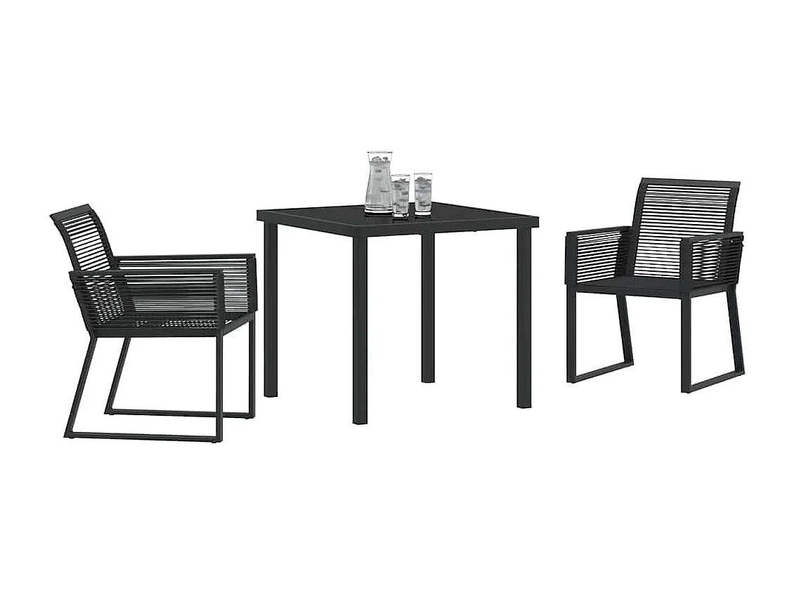 Ensemble de Salle à Manger de Jardin 3 Pièces Noir Poly Rattan