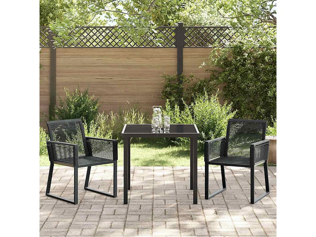 Ensemble de Salle à Manger de Jardin 3 Pièces Noir Poly Rattan