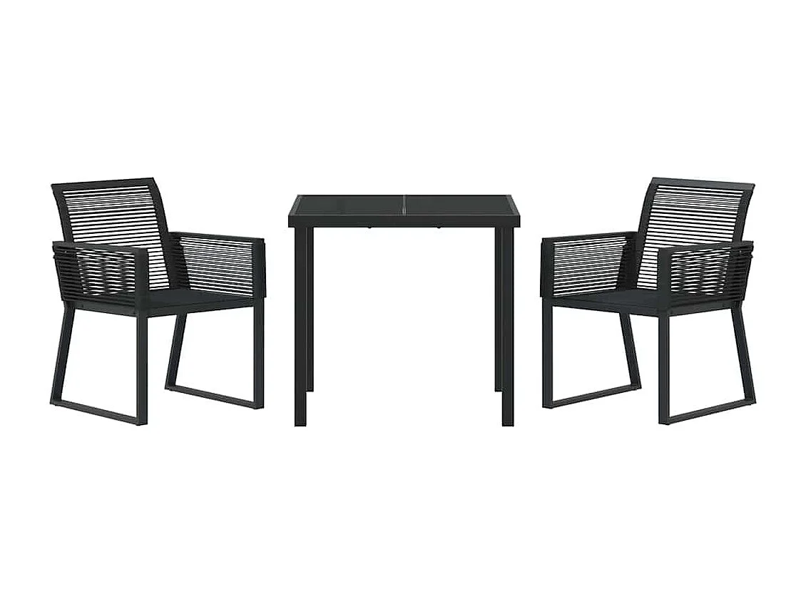 Ensemble de Salle à Manger de Jardin 3 Pièces Noir Poly Rattan