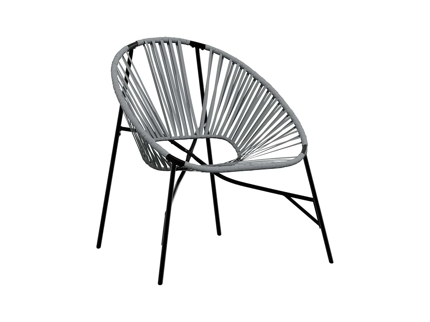 Sedia a uovo da giardino nera e grigio chiaro in resina intrecciata