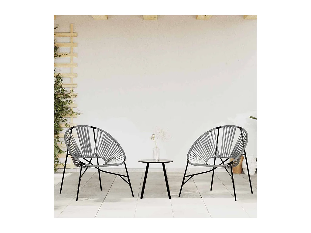 Sedia a uovo da giardino nera e grigio chiaro in resina intrecciata