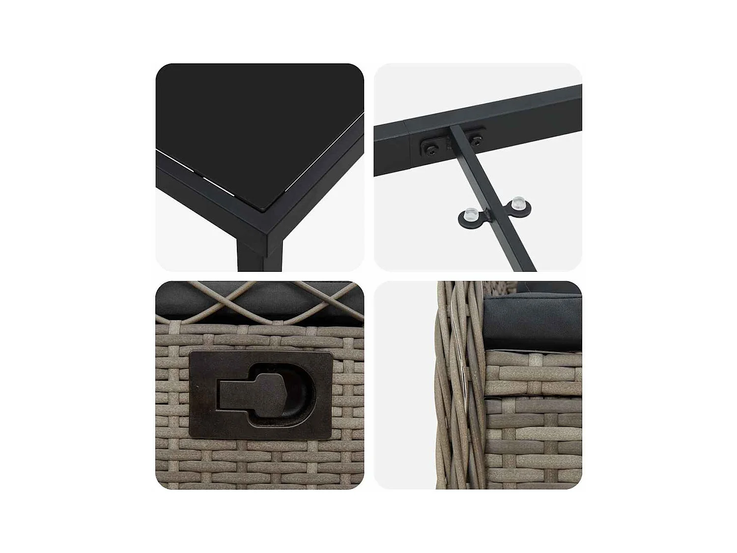 7-delige grijze poly rattan tuinset