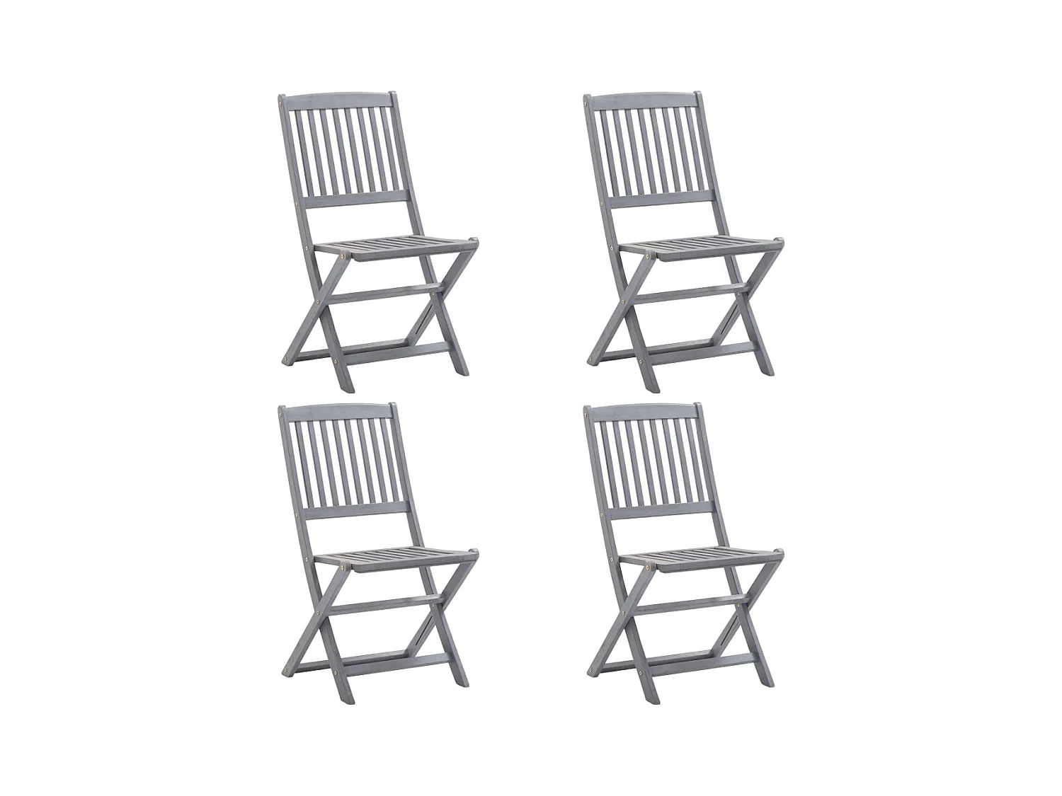Set di 4 sedie pieghevoli da esterno in legno massello di acacia