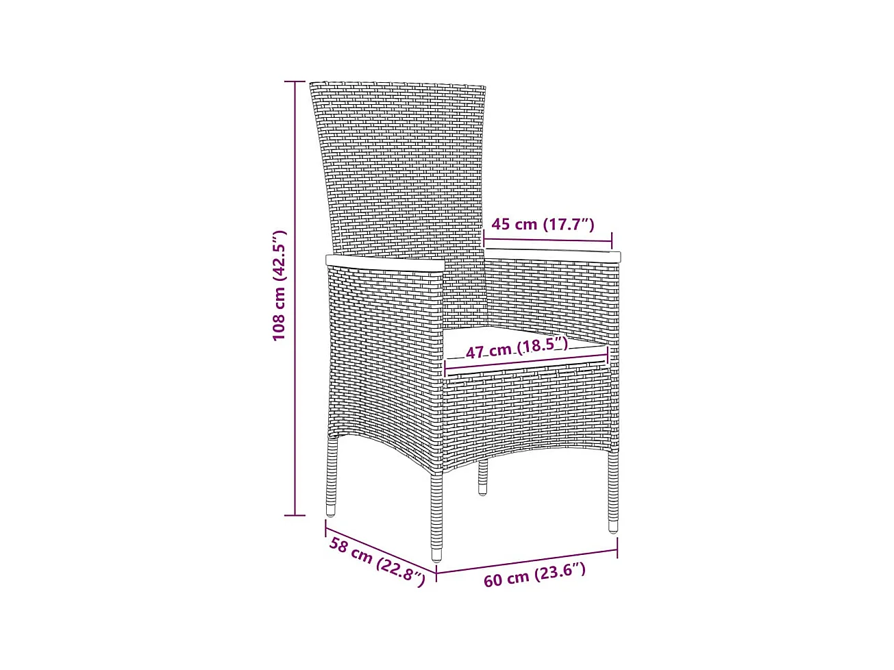 Set da pranzo da giardino 5 pezzi con cuscini in polyrattan nero