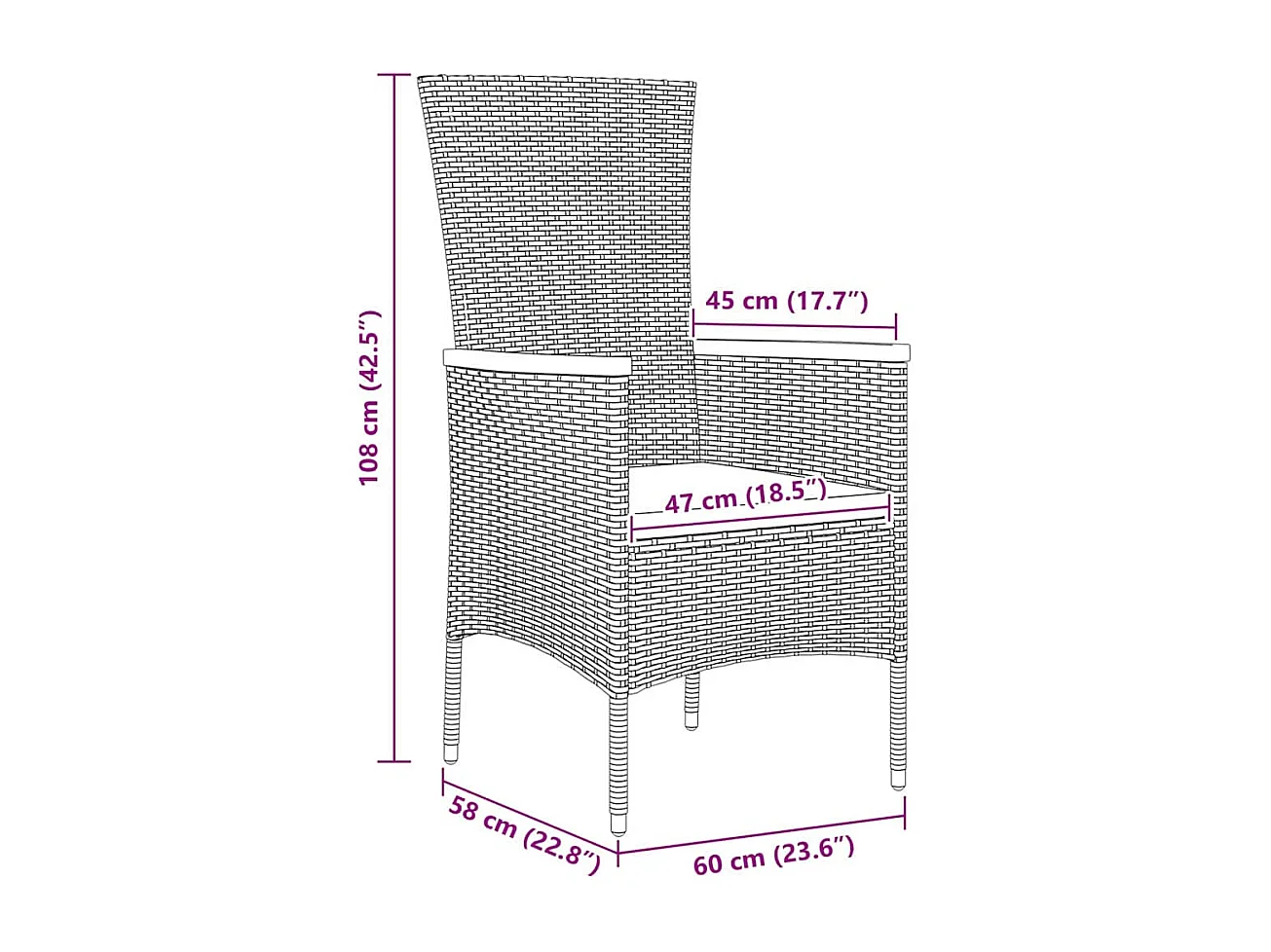 Ensemble de repas de jardin de 5 pièces avec coussins rotin poly noir