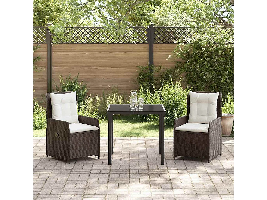 Ensemble de Salle à Manger de Jardin 3 Pièces Marron Poly Rattan