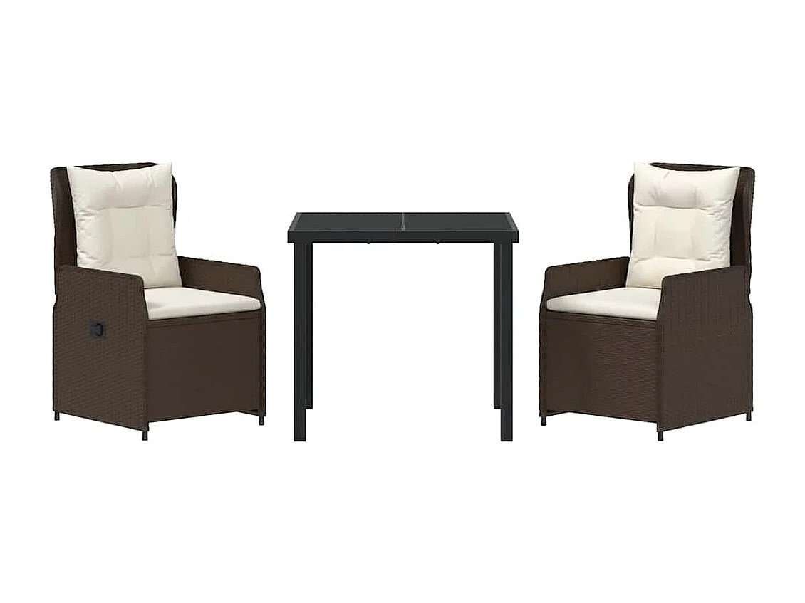 Ensemble de Salle à Manger de Jardin 3 Pièces Marron Poly Rattan