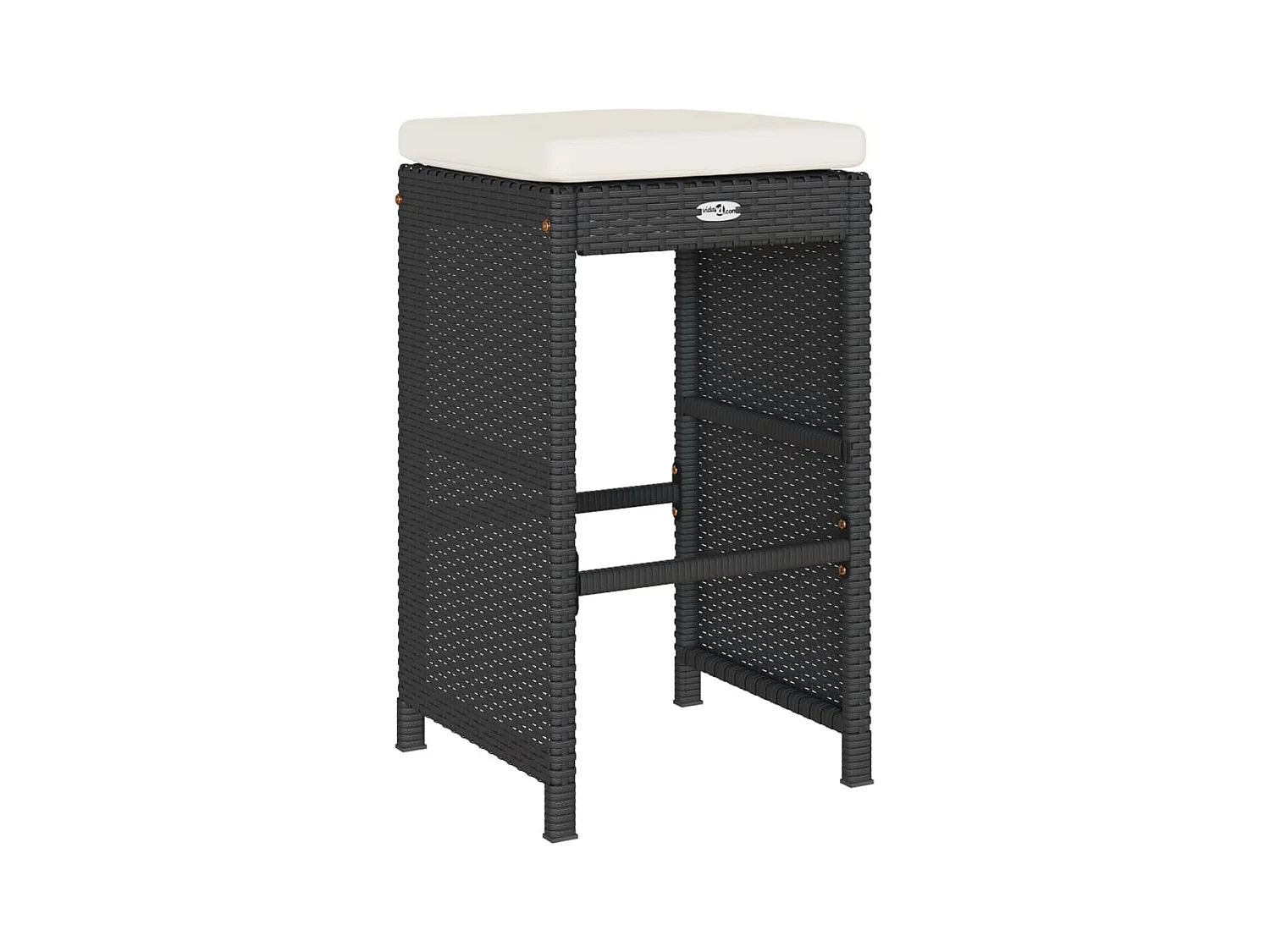 Set di 2 cuscini per sgabelli da bar da giardino in resina di vimini nero