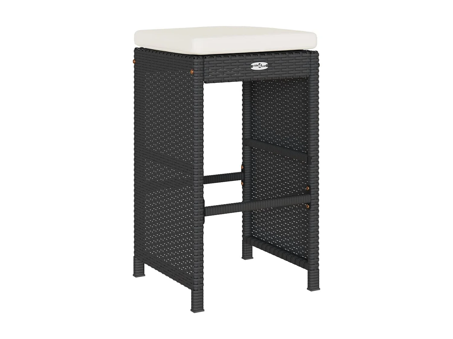 Set di 2 cuscini per sgabelli da bar da giardino in resina di vimini nero