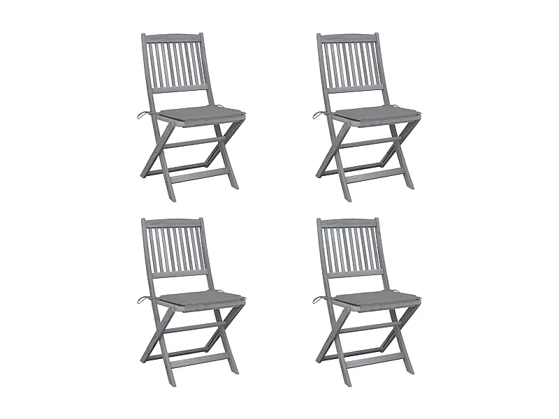 Chaises pliables d'extérieur lot de 4 et coussins Bois d'acacia
