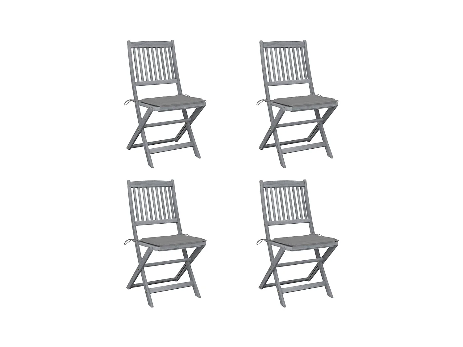 Chaises pliables d'extérieur lot de 4 et coussins Bois d'acacia