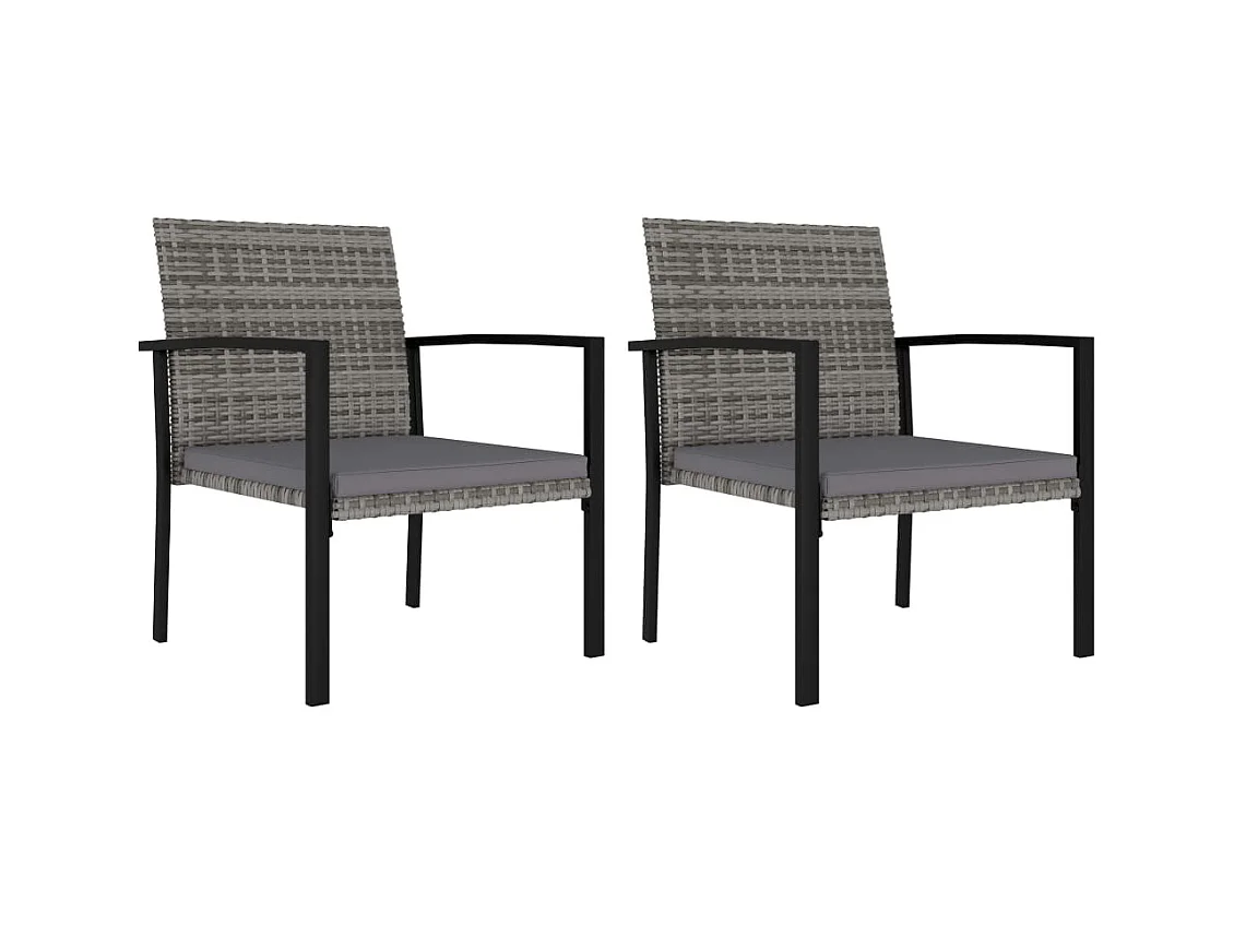Chaises à manger de jardin lot de 2 Résine tressée Gris