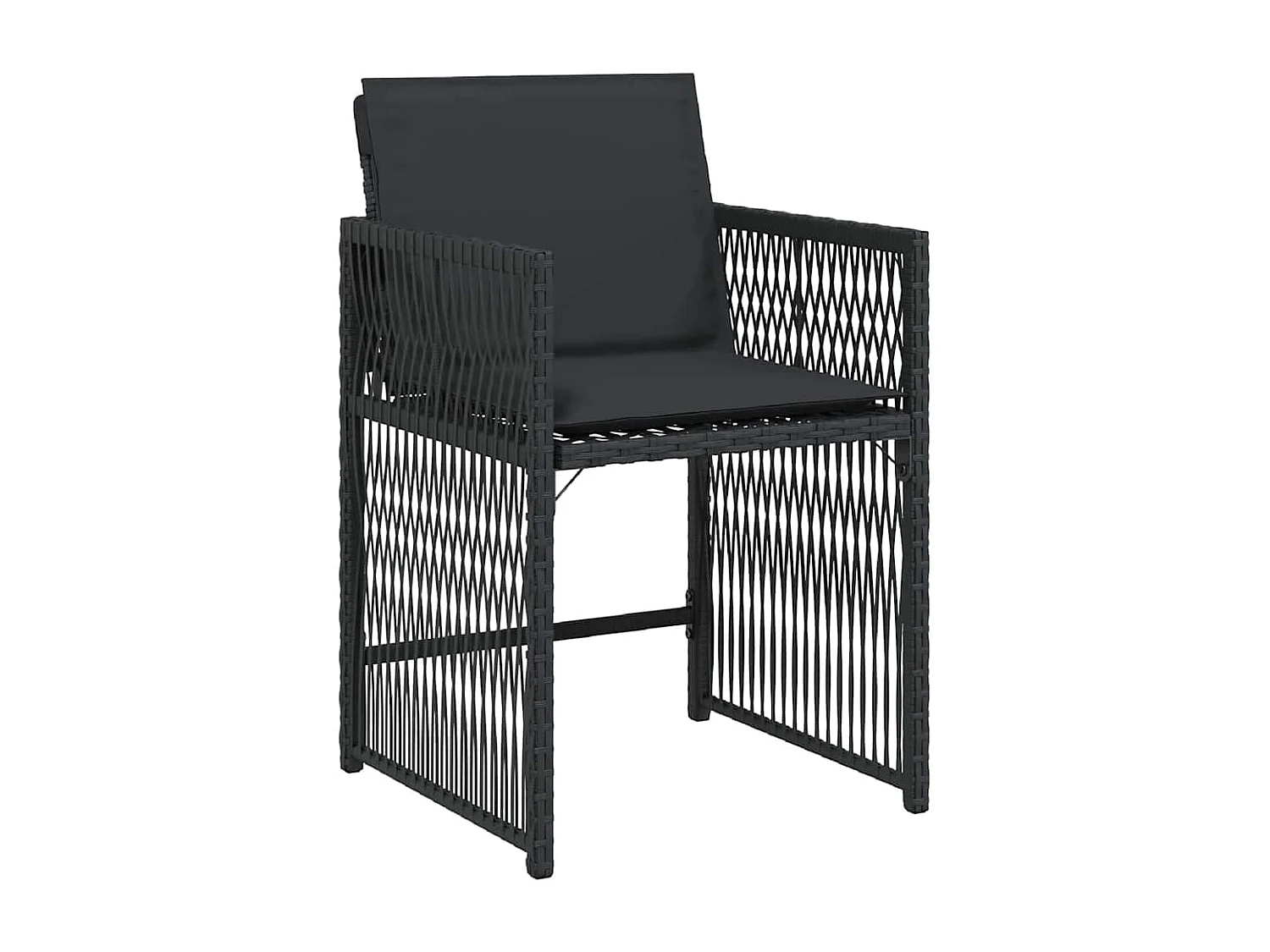Set da pranzo da giardino 5 pezzi con cuscini in rattan nero