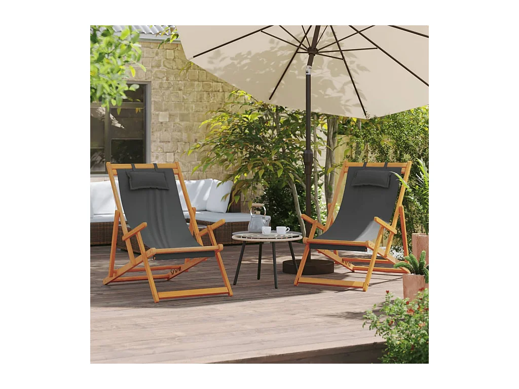 Opvouwbare strandstoelen set van 2 grijze stof