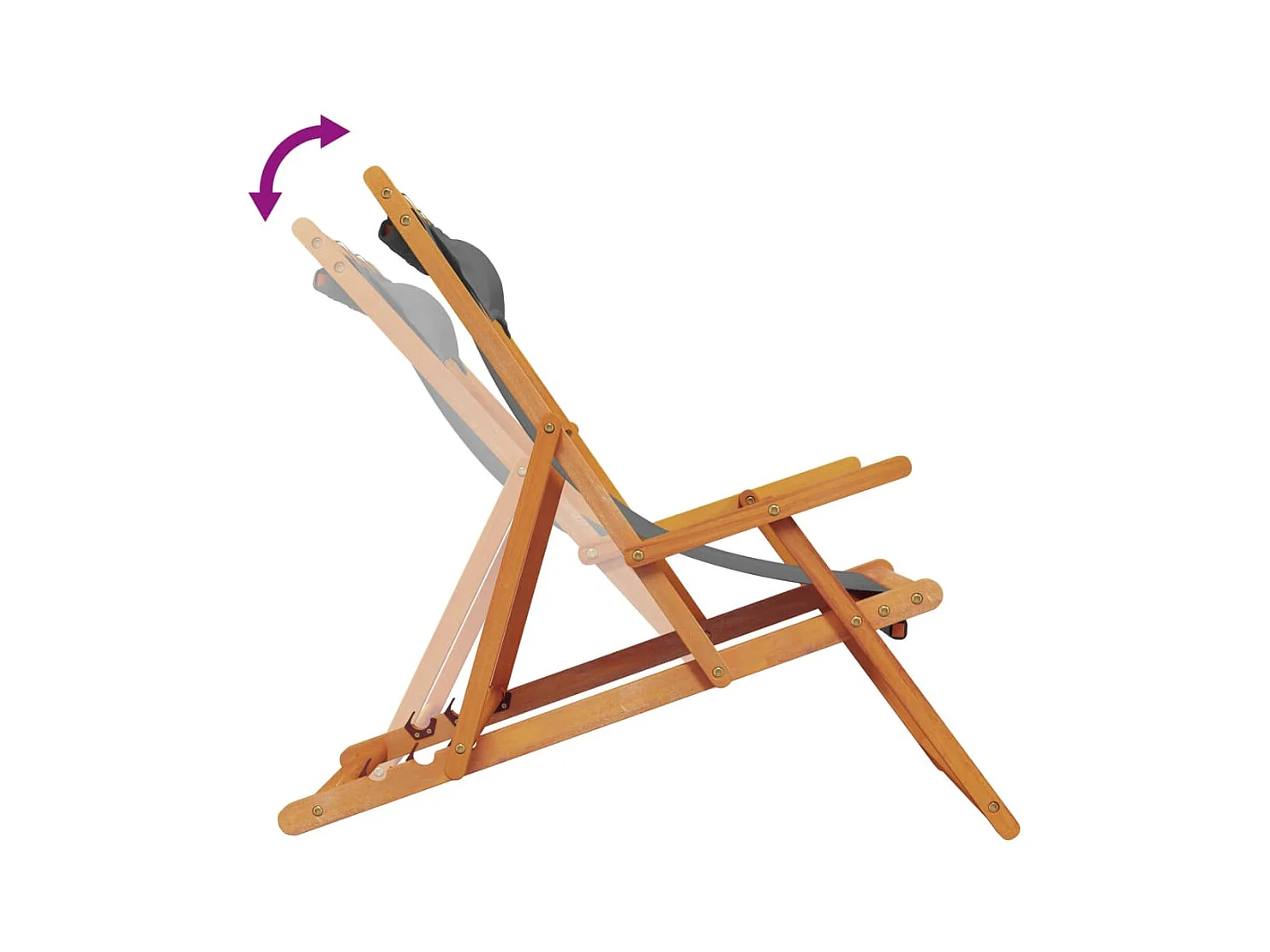 Chaises de plage pliables lot de 2 gris tissu