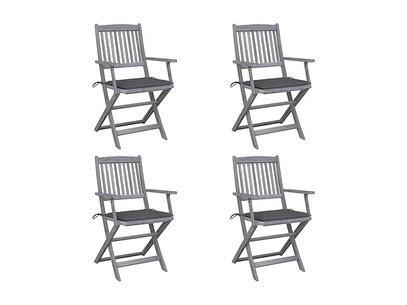 Chaises pliables d'extérieur lot de 4 et coussins Bois d'acacia
