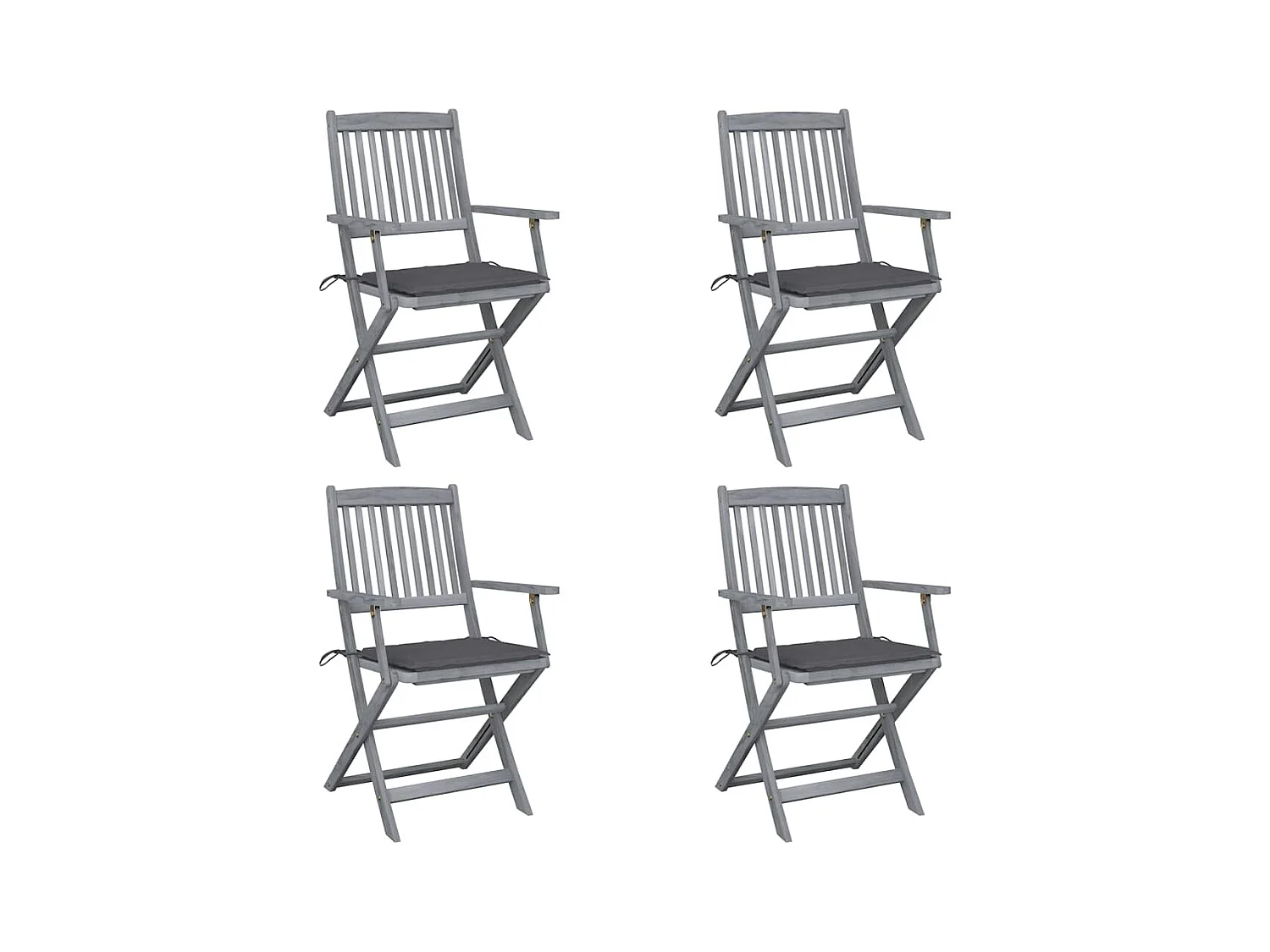 Chaises pliables d'extérieur lot de 4 et coussins Bois d'acacia
