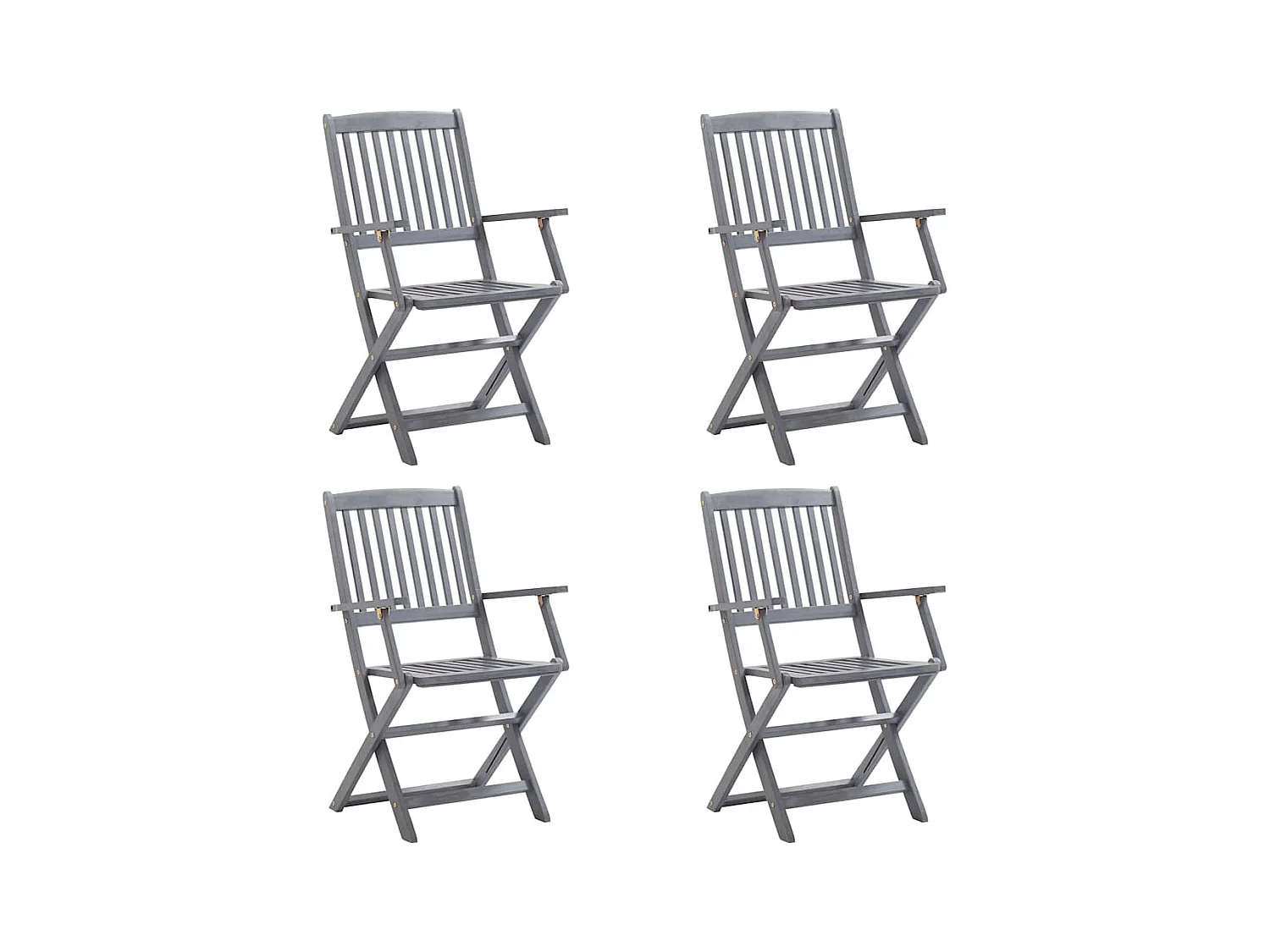 Chaises pliables d'extérieur lot de 4 et coussins Bois d'acacia