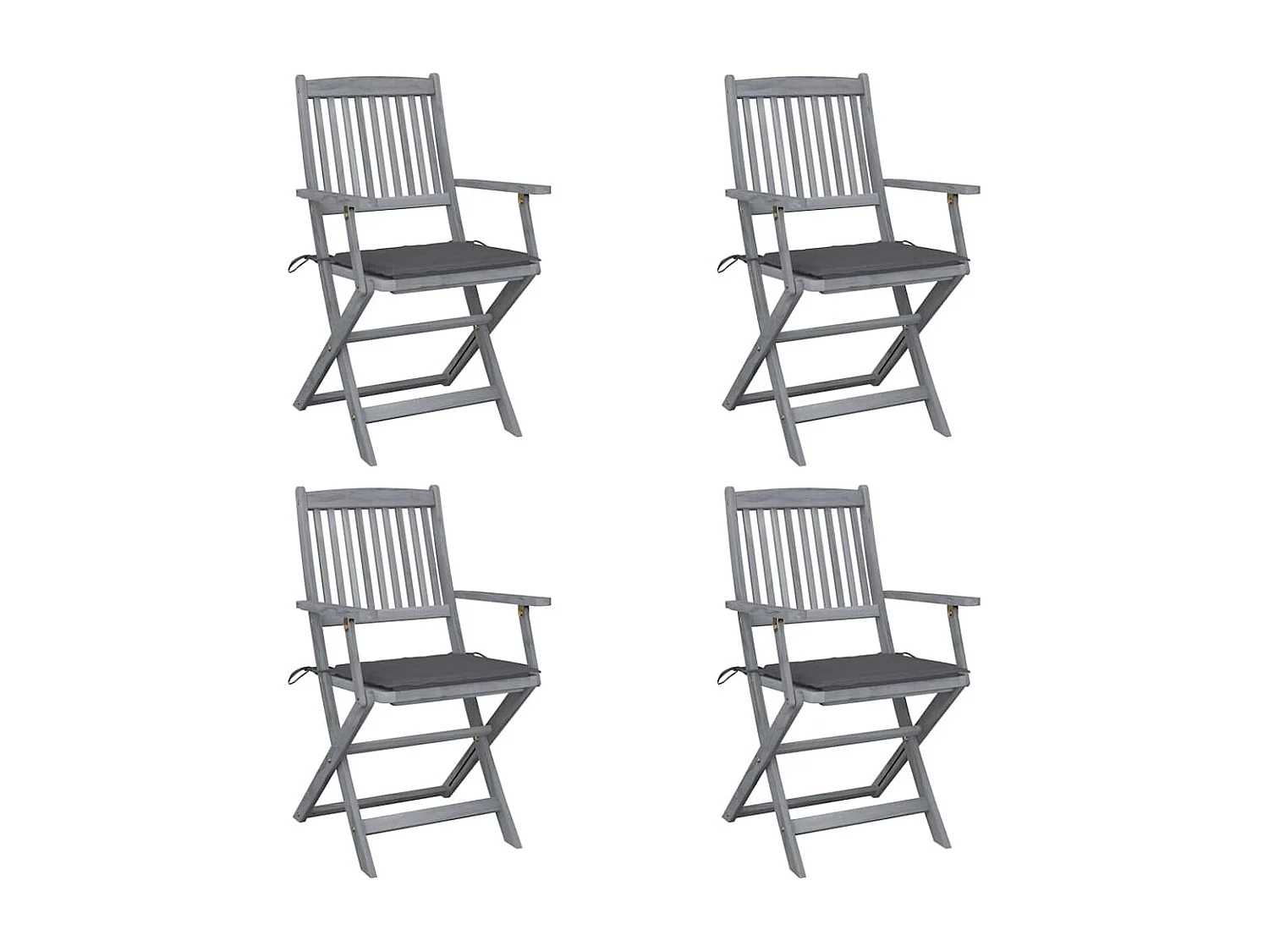 Chaises pliables d'extérieur lot de 4 et coussins Bois d'acacia
