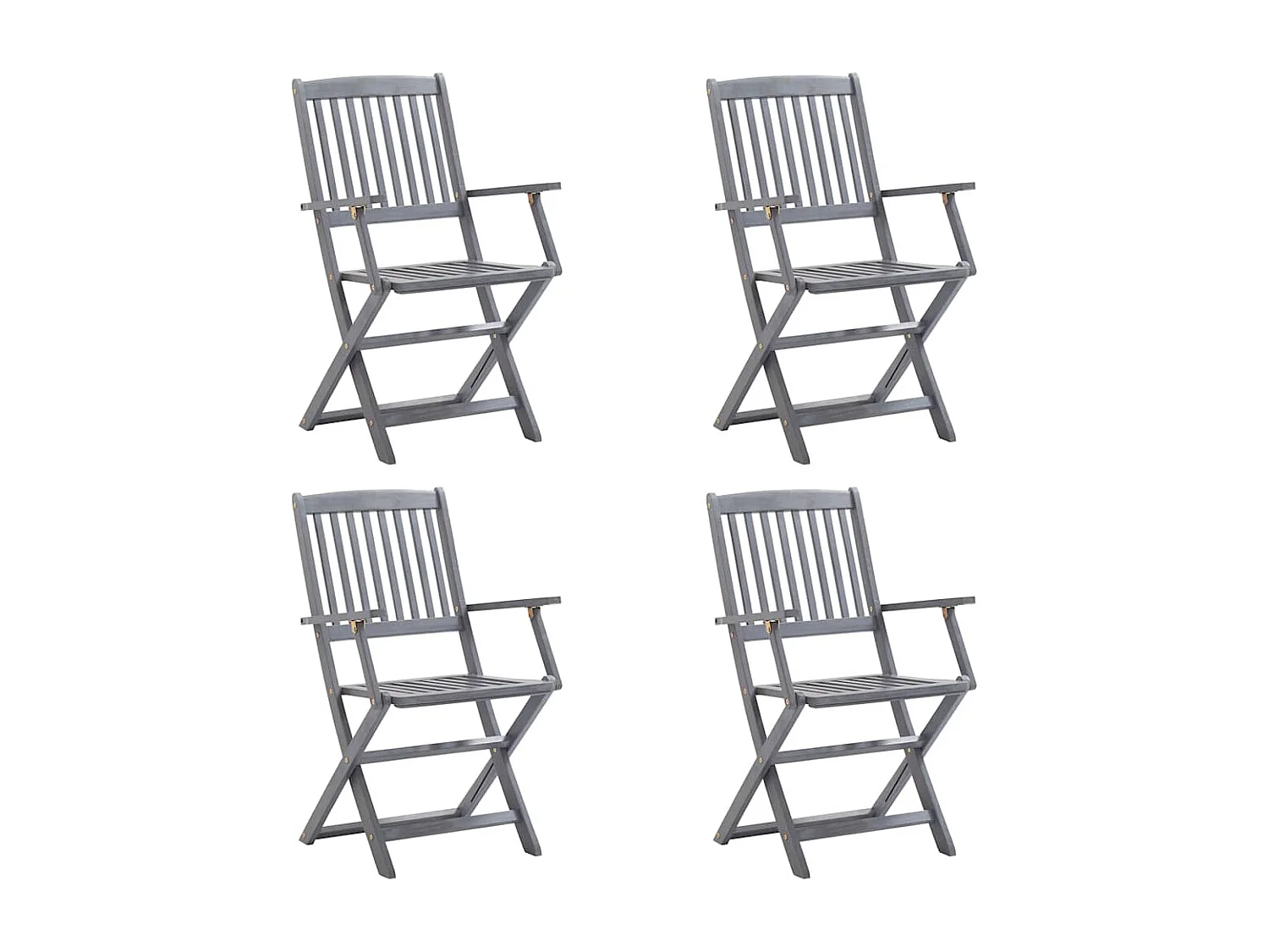 Chaises pliables d'extérieur lot de 4 et coussins Bois d'acacia