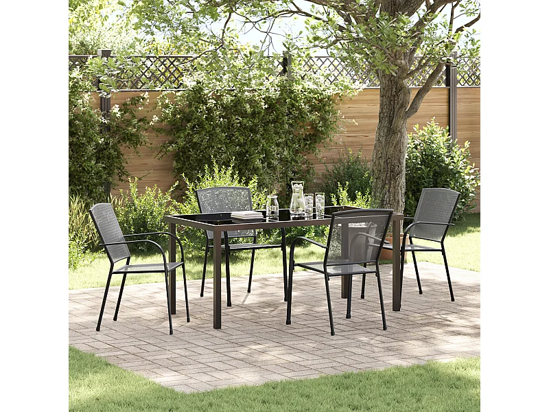 Set da pranzo da giardino 5 pezzi in acciaio antracite