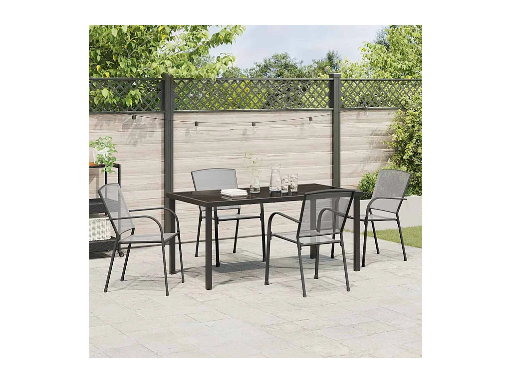 Set da pranzo da giardino 5 pezzi in acciaio antracite