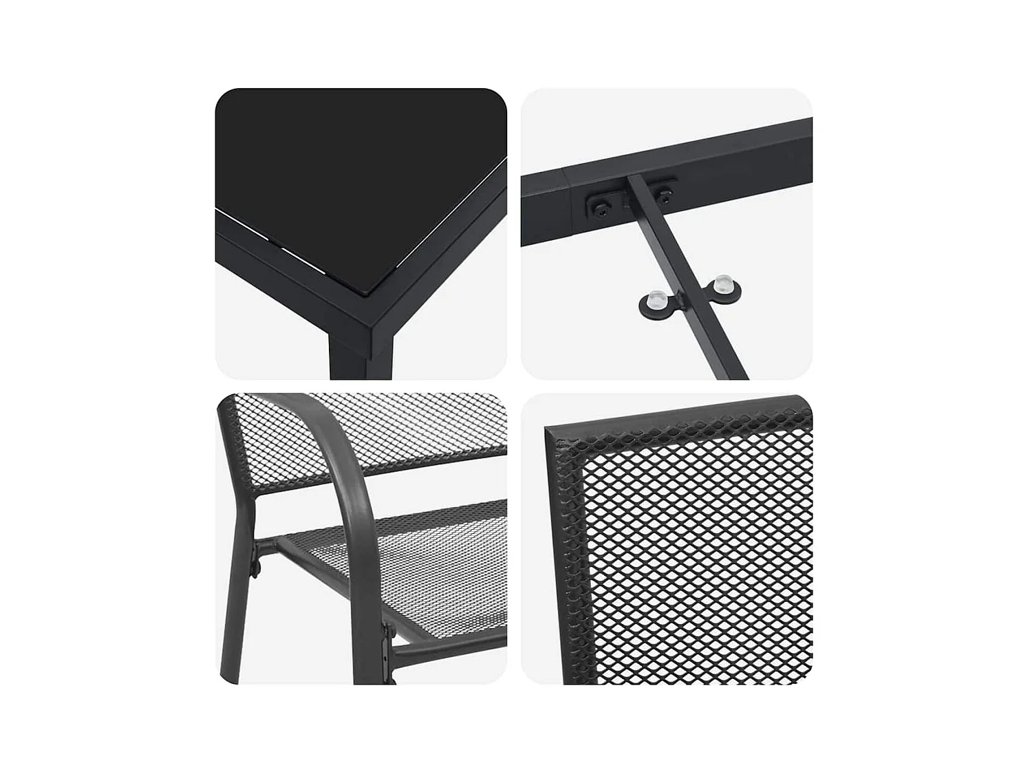 Set da pranzo da giardino 5 pezzi in acciaio antracite