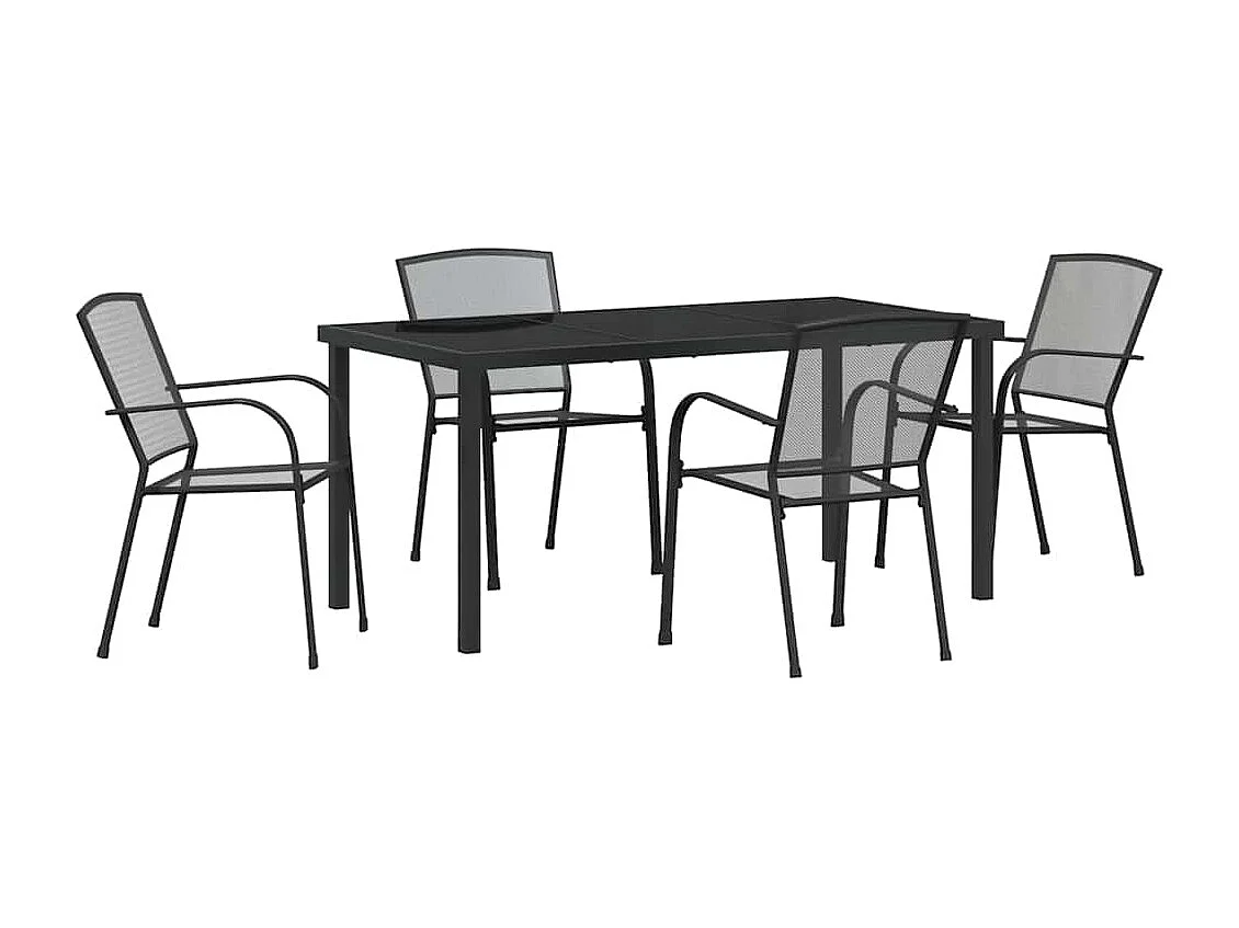 Ensemble de repas de jardin 5 pièces en acier anthracite