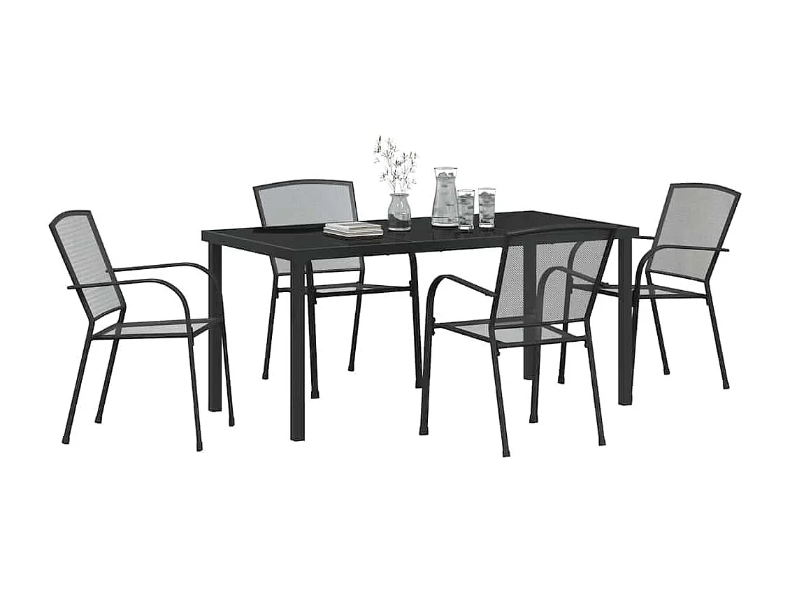 Ensemble de repas de jardin 5 pièces en acier anthracite