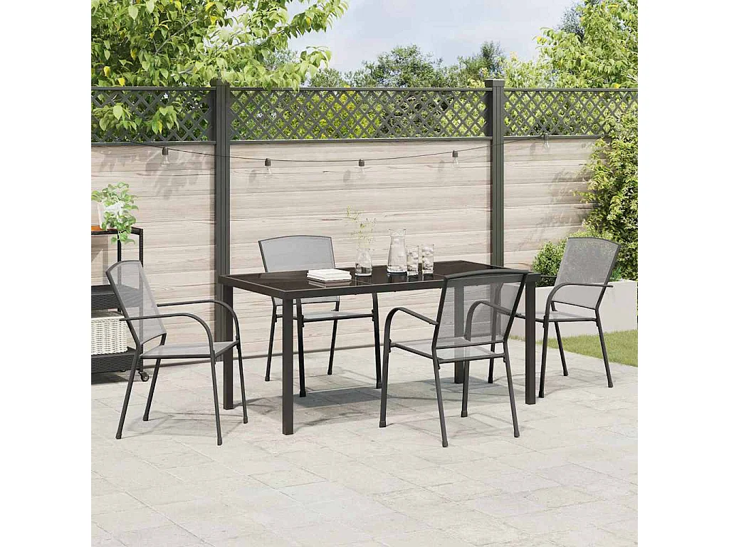 Ensemble de repas de jardin 5 pièces en acier anthracite