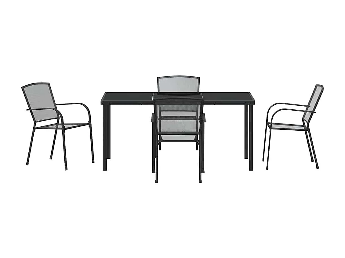 Ensemble de repas de jardin 5 pièces en acier anthracite