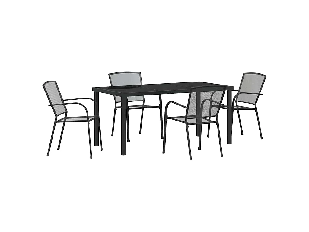 Ensemble de repas de jardin 5 pièces en acier anthracite