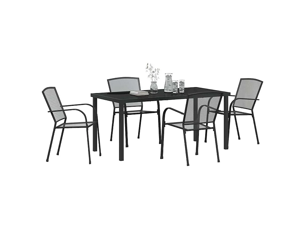 Ensemble de repas de jardin 5 pièces en acier anthracite