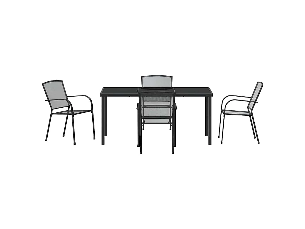 Ensemble de repas de jardin 5 pièces en acier anthracite