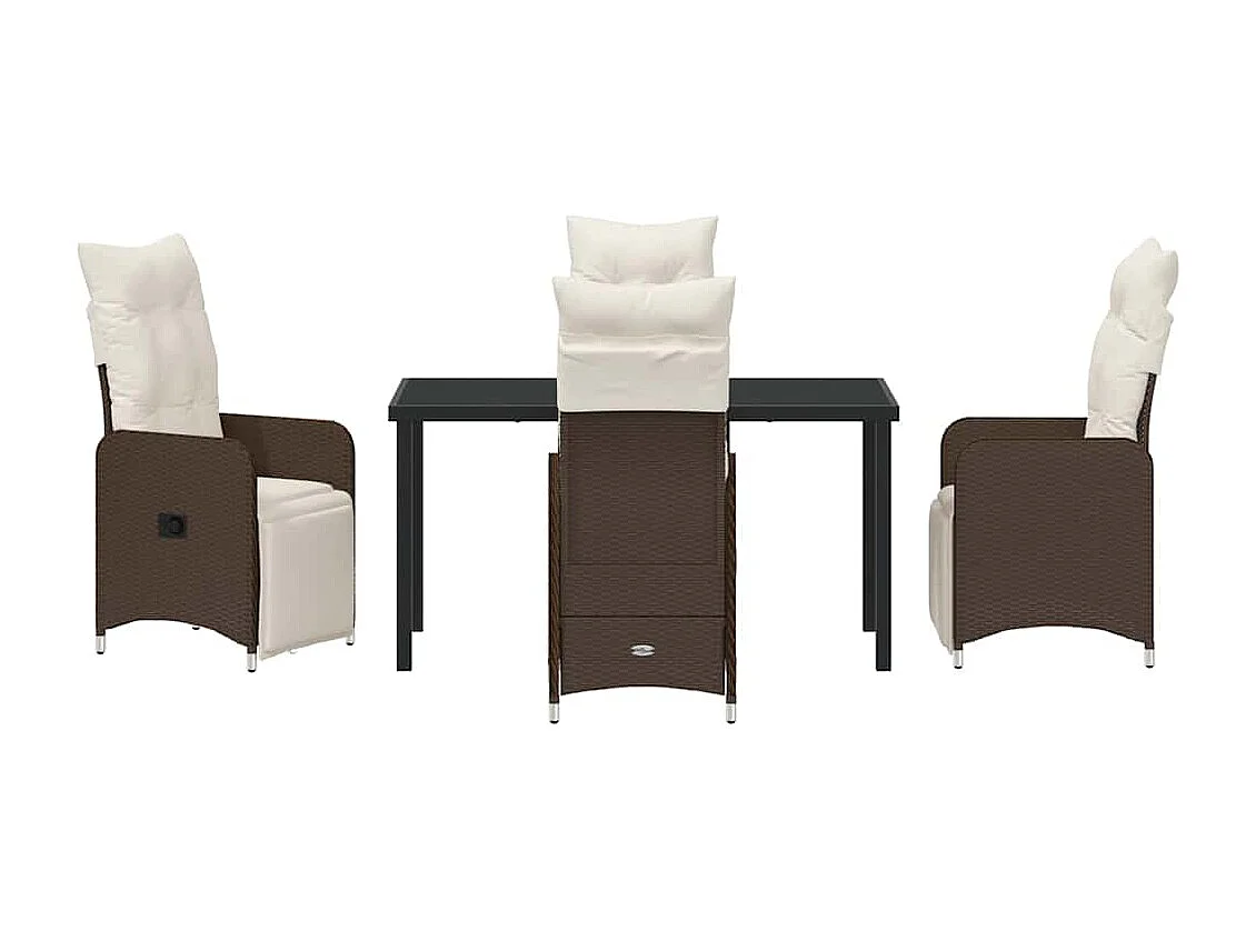 Set da pranzo da giardino 5 pezzi con cuscini in rattan marrone PE