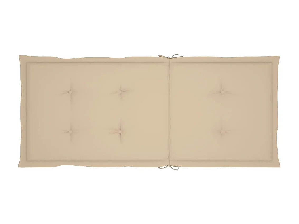 Chaises de jardin lot de 2 et coussins beige Bois teck massif