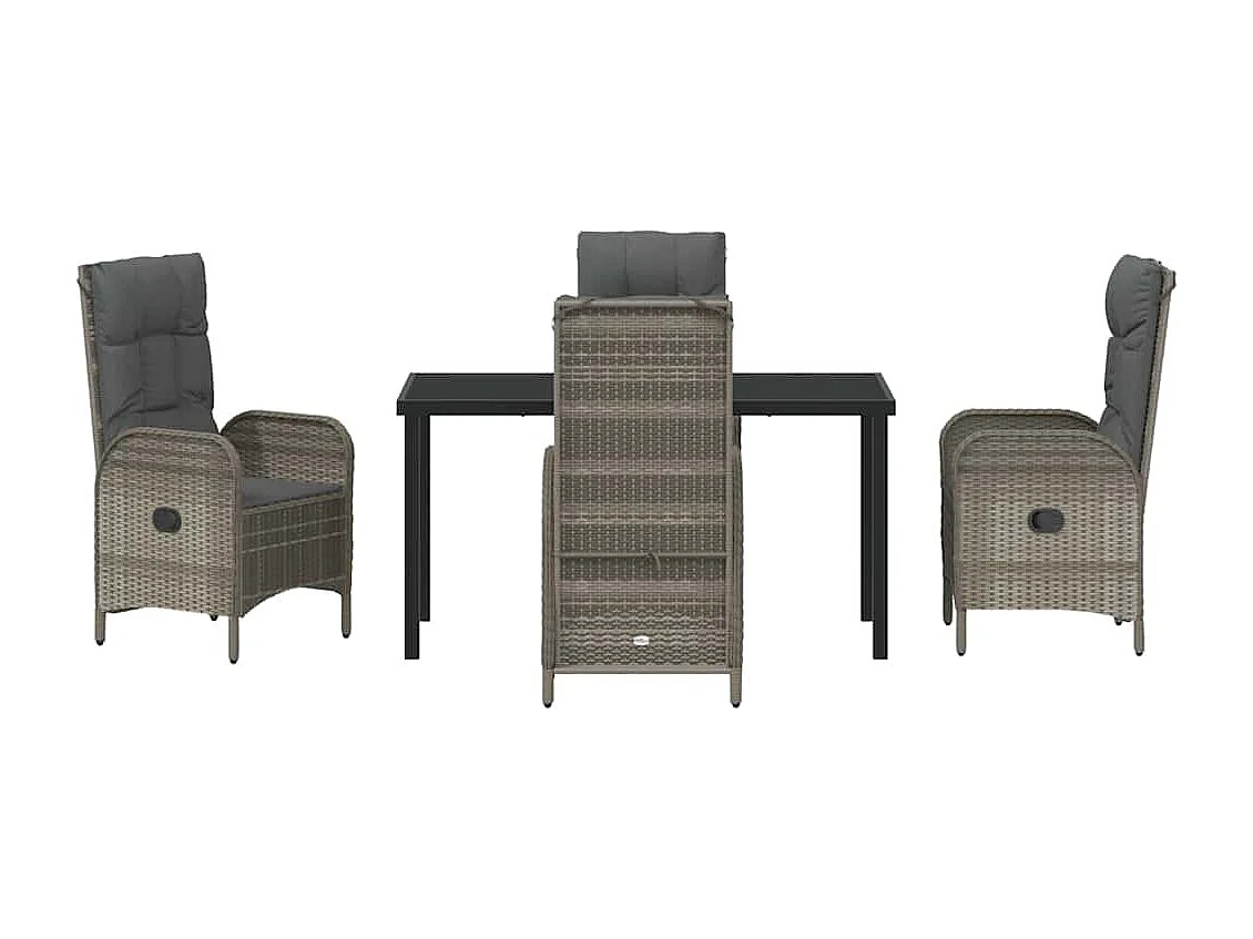 Set da pranzo da giardino 5 pezzi in polyrattan grigio