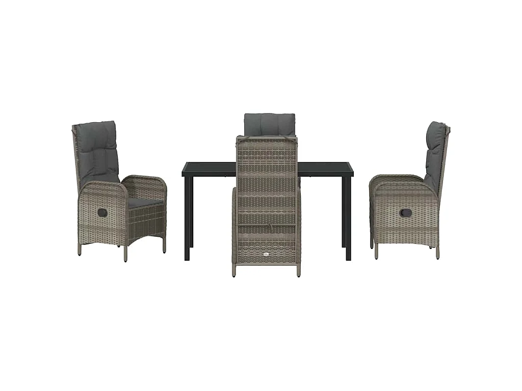 5-teiliges Garten-Essset, grau, Polyrattan