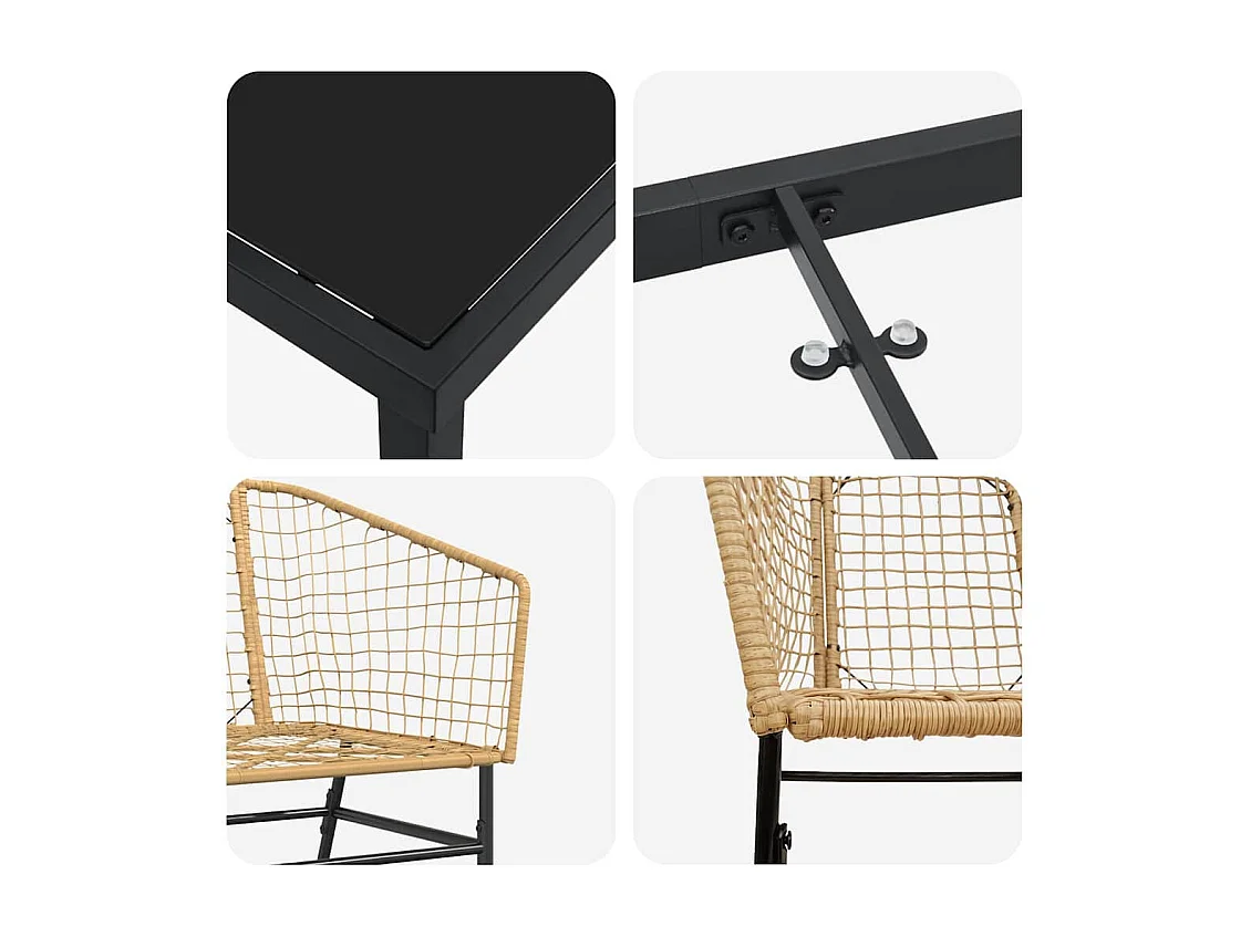 Ensemble de salle à manger de jardin 5 pièces marron en poly rattan