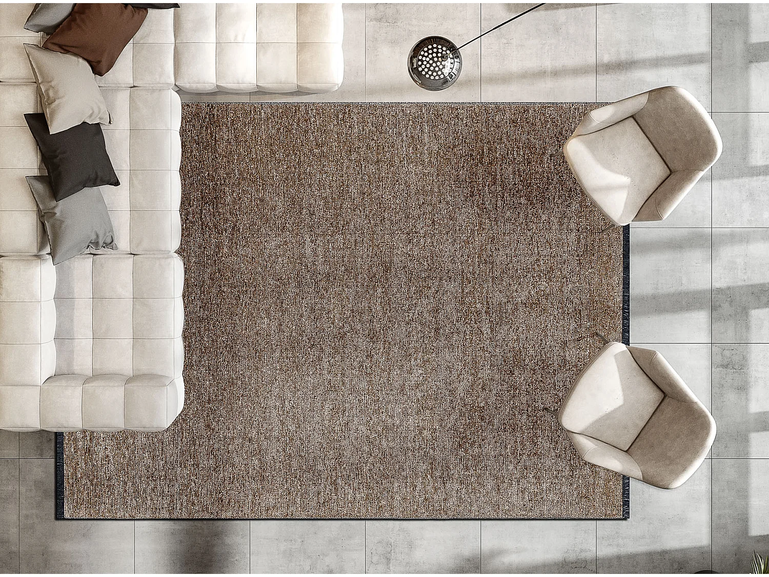 Tapijt FLORENCE 24021 Eenkleurig, glamour, plat geweven, franjes - don 135x190 cm