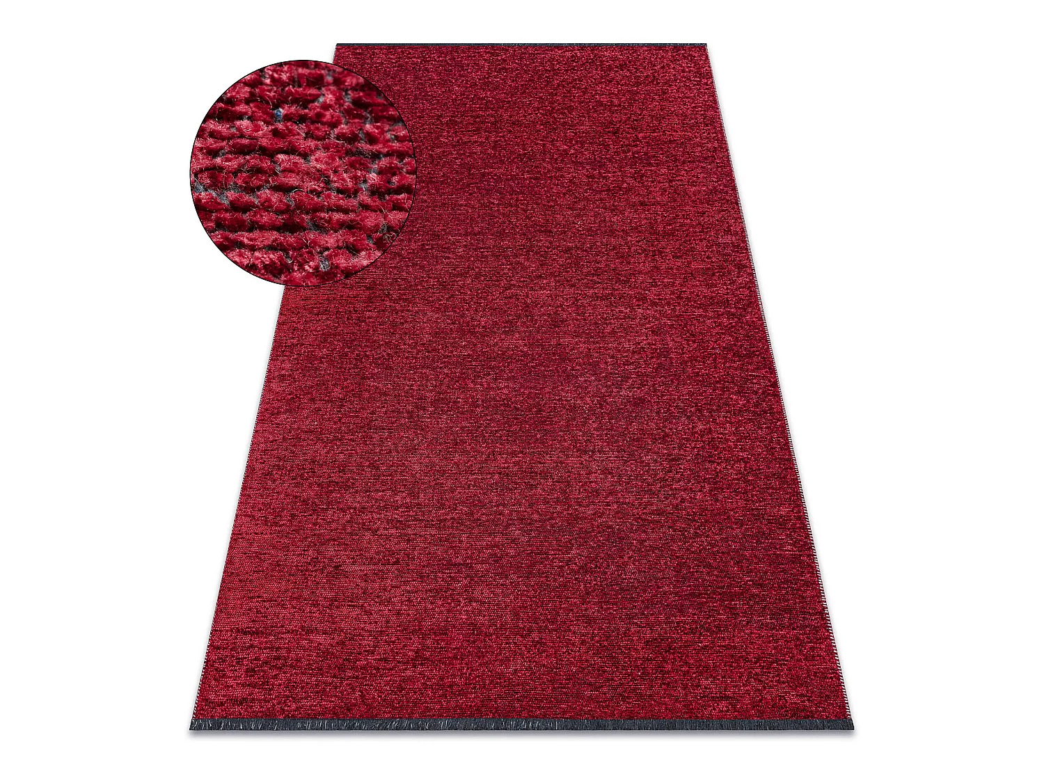Tapijt FLORENCE 24021 Eenkleurig, glamour, plat geweven, franjes - Roo 135x190 cm