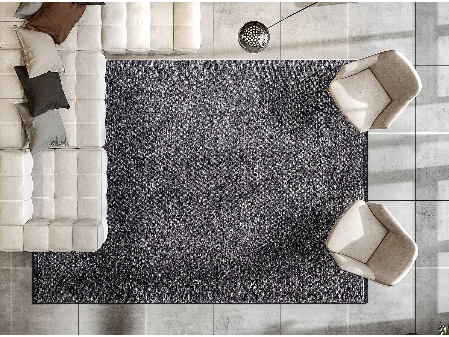 Tapijt FLORENCE 24021 Eenkleurig, glamour, plat geweven, franjes - ant 195x290 cm