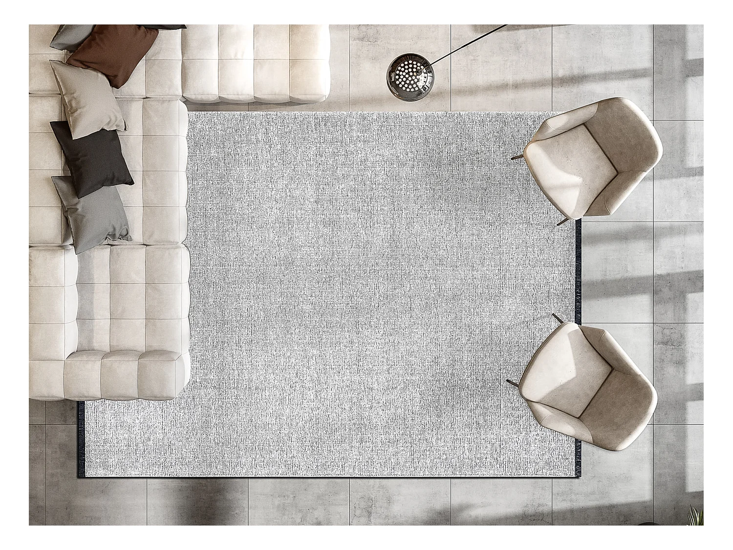 Tapijt FLORENCE 24021 Eenkleurig, glamour, plat geweven, franjes - roo 135x190 cm